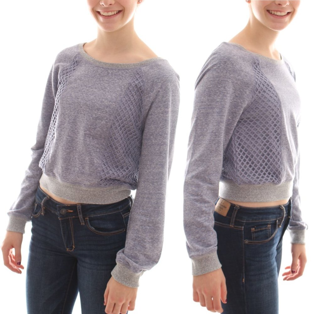 NWT Marilyn Monroe Cropped Knit Top Lavender with Textured Embellishment Medium